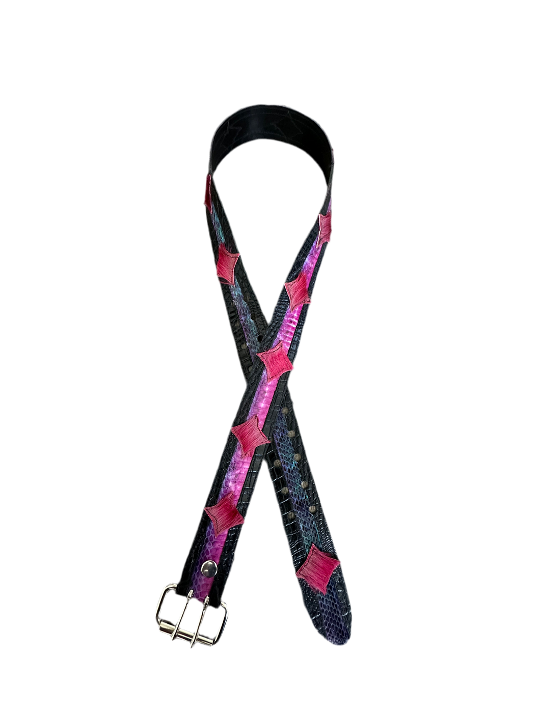 Snake skin belt with deer hair and alligator